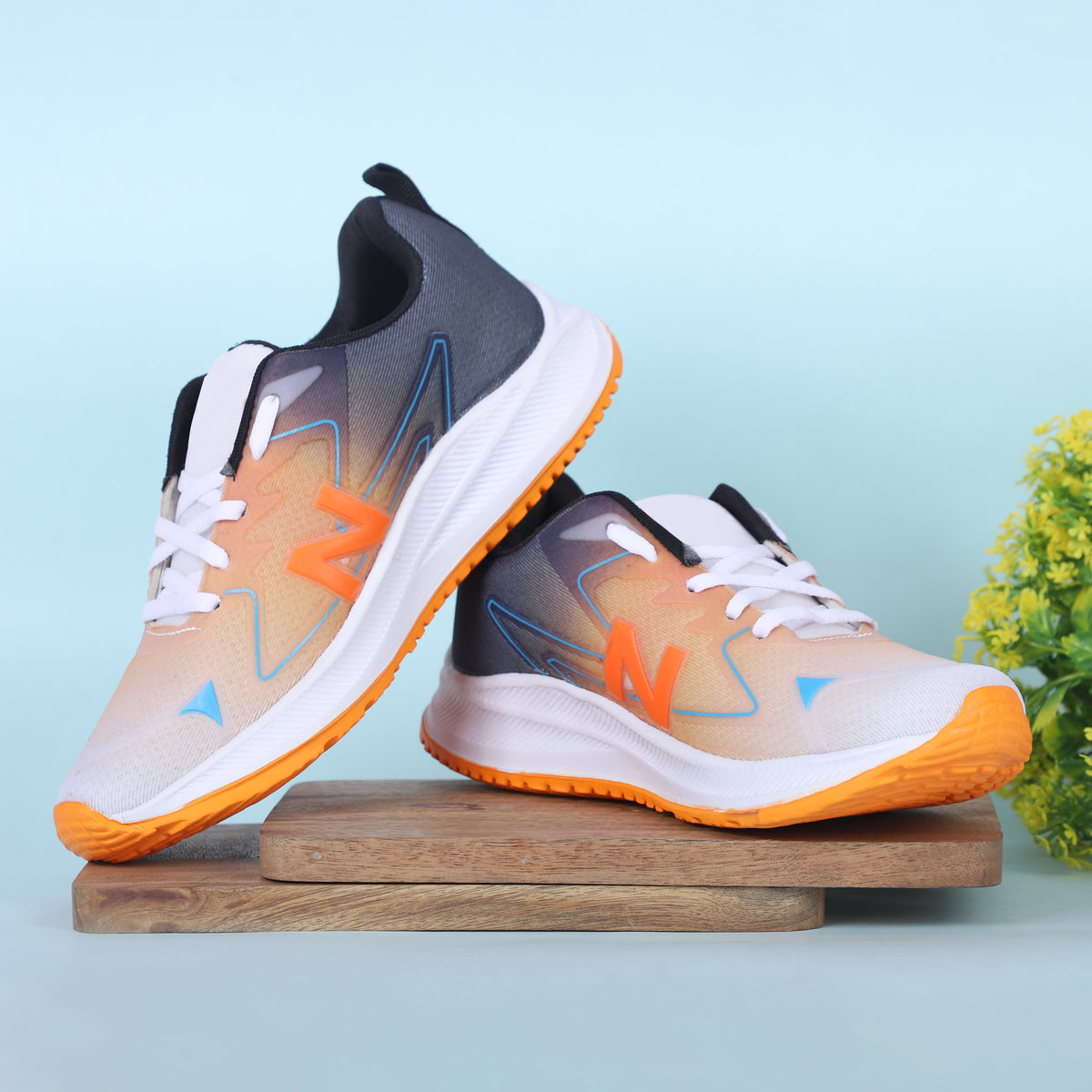 Men Lace Up Running Shoes, Orange (Size-7 UK)
