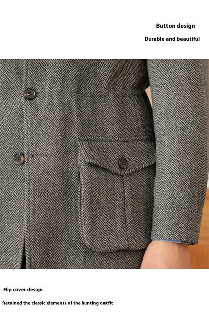 UrbanHaven™ – Men's Collar Safari Jacket for Business & Commute