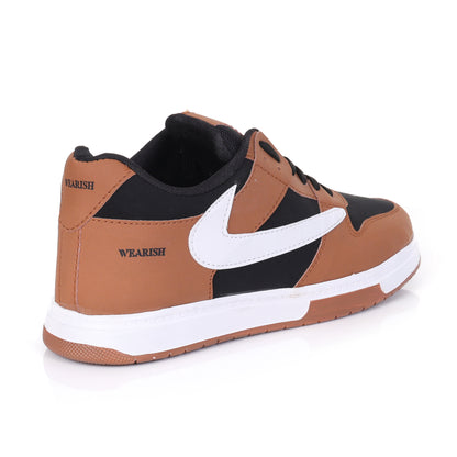 Men Lace Up Running Shoes, Brown (Size-9 UK)