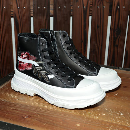 UrbanReign™ – Embroidered Leather High-Tops