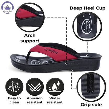 Lotufeet Red Chappal For Women LF0801