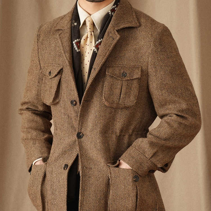 UrbanHaven™ – Men's Collar Safari Jacket for Business & Commute