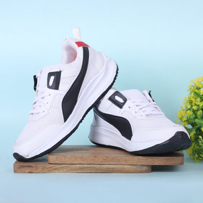 Men Lace Up Running Shoes, White (Size-6 UK)