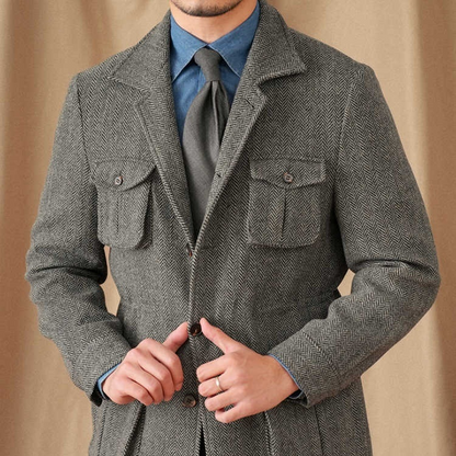 UrbanHaven™ – Men's Collar Safari Jacket for Business & Commute