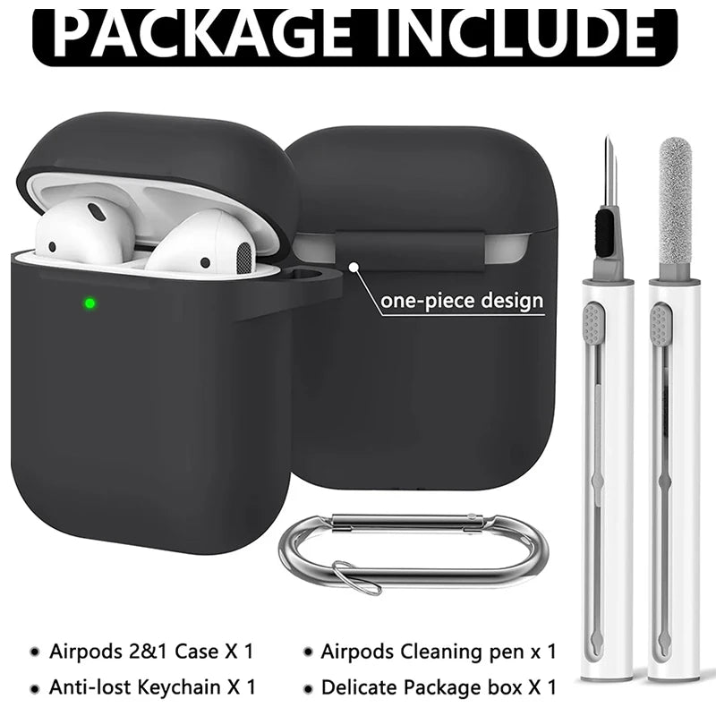 Clearance_For Apple AirPods 2nd/1st Generation Charging Case For Airpods Case Cover 2&1 with Cleaner Kit Soft Silicone Protectiv