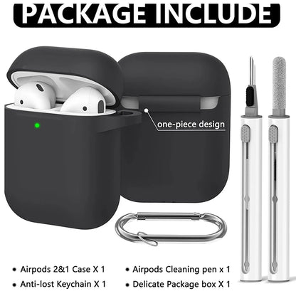 Clearance_For Apple AirPods 2nd/1st Generation Charging Case For Airpods Case Cover 2&1 with Cleaner Kit Soft Silicone Protectiv