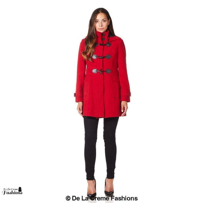 Hooded Toggle Fastened Slim Fit Coat