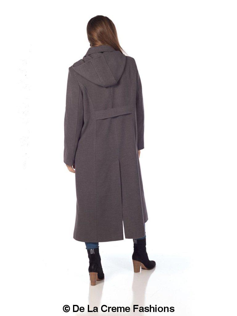 Faux Wool Longline Hooded Winter Coat