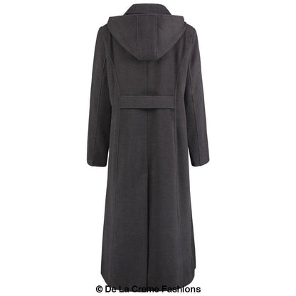 Faux Wool Longline Hooded Winter Coat