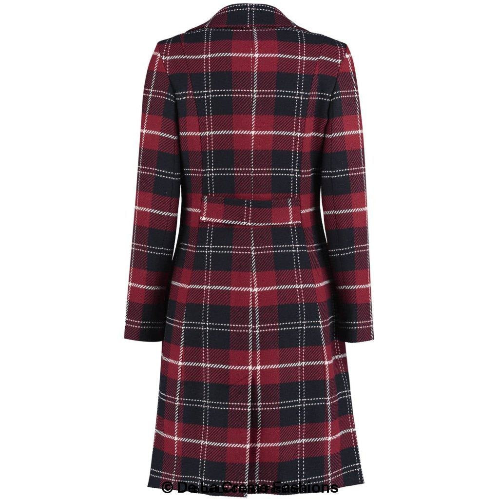 Wool Blend Tartan Check Double Breasted Coat