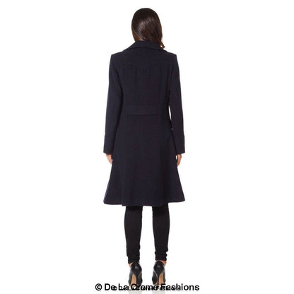 Faux Wool Blend Double Breasted Midi Coat
