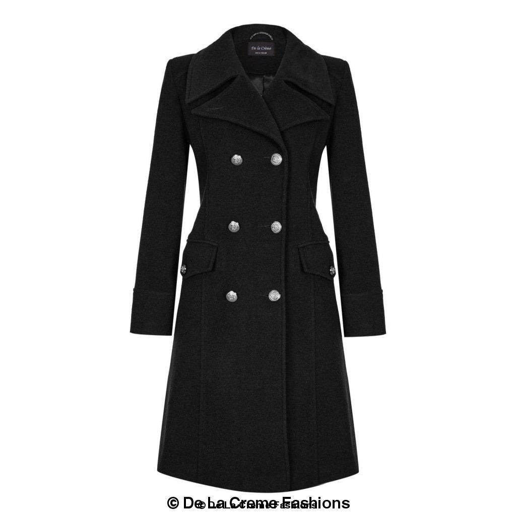 Faux Wool Blend Double Breasted Midi Coat