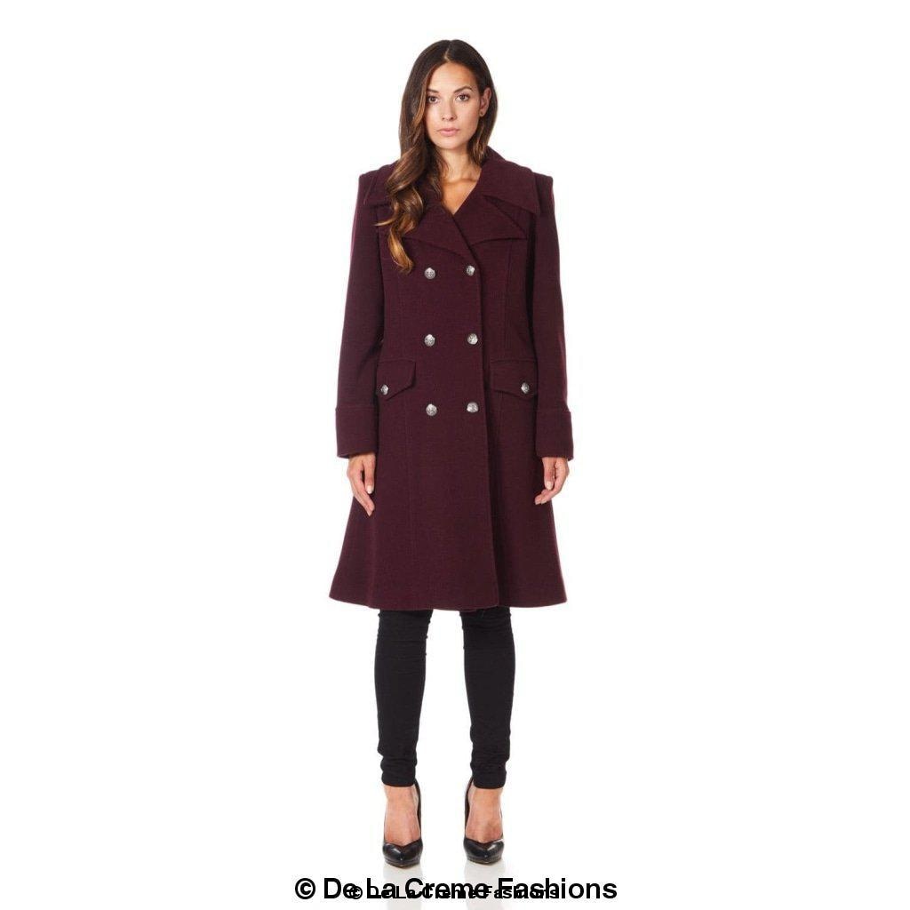 Faux Wool Blend Double Breasted Midi Coat