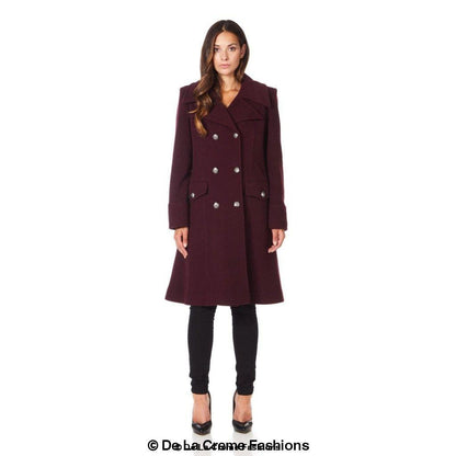Faux Wool Blend Double Breasted Midi Coat