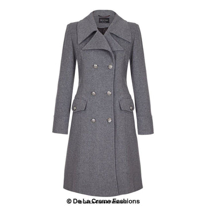 Faux Wool Blend Double Breasted Midi Coat