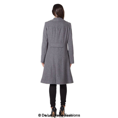 Faux Wool Blend Double Breasted Midi Coat