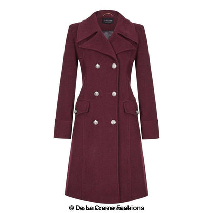 Faux Wool Blend Double Breasted Midi Coat