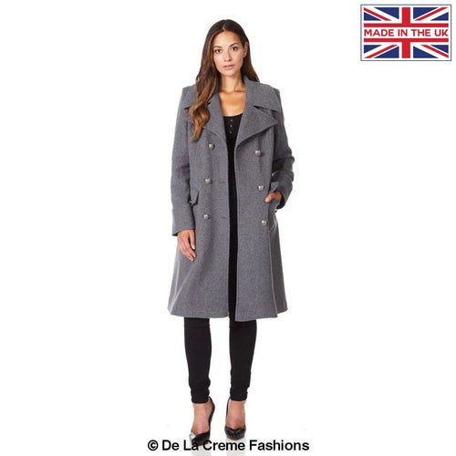Faux Wool Blend Double Breasted Midi Coat