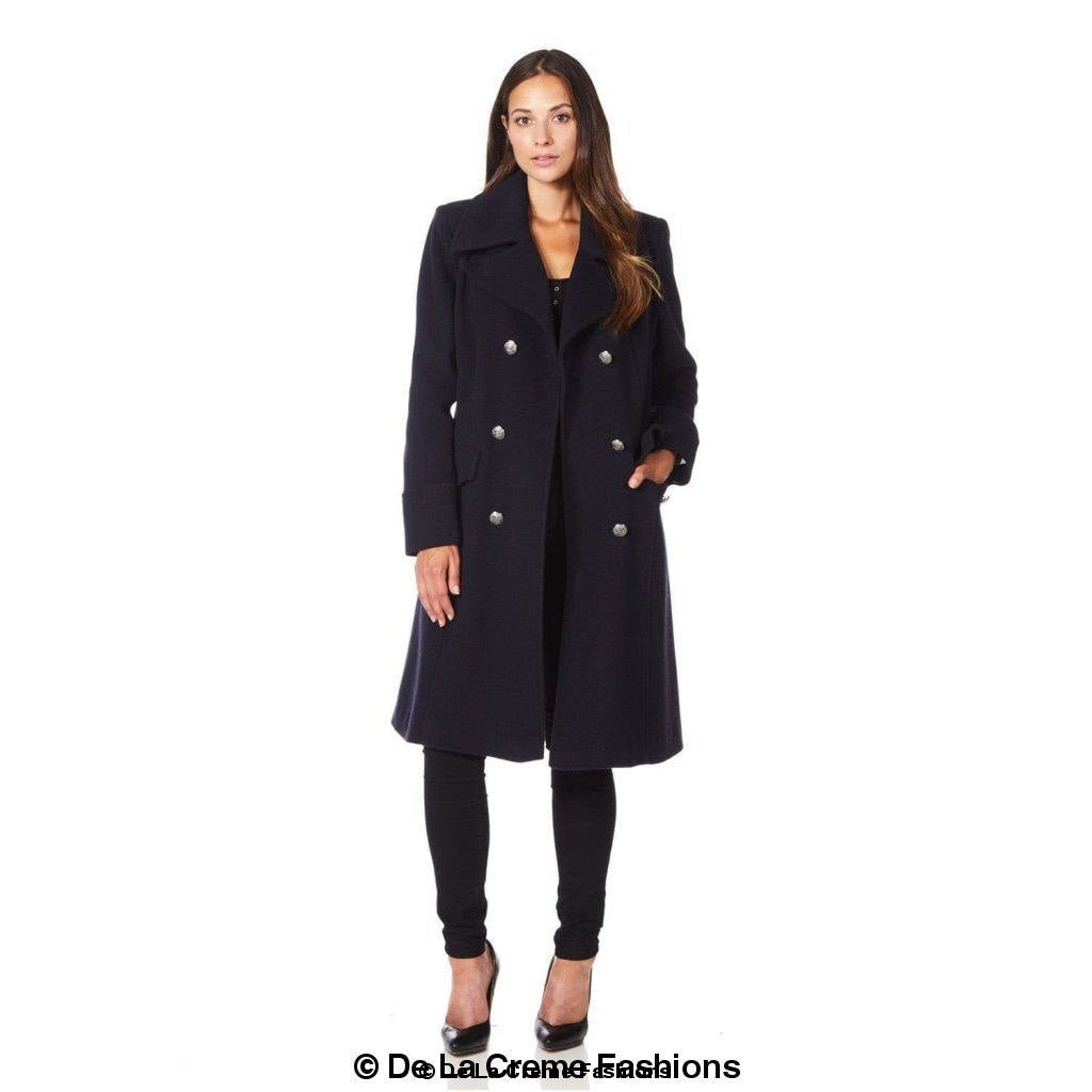 Faux Wool Blend Double Breasted Midi Coat