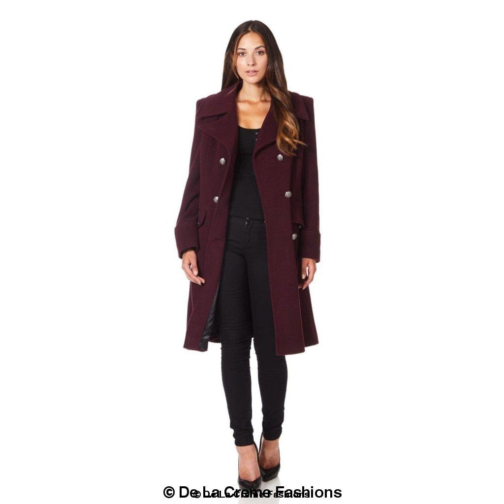 Faux Wool Blend Double Breasted Midi Coat