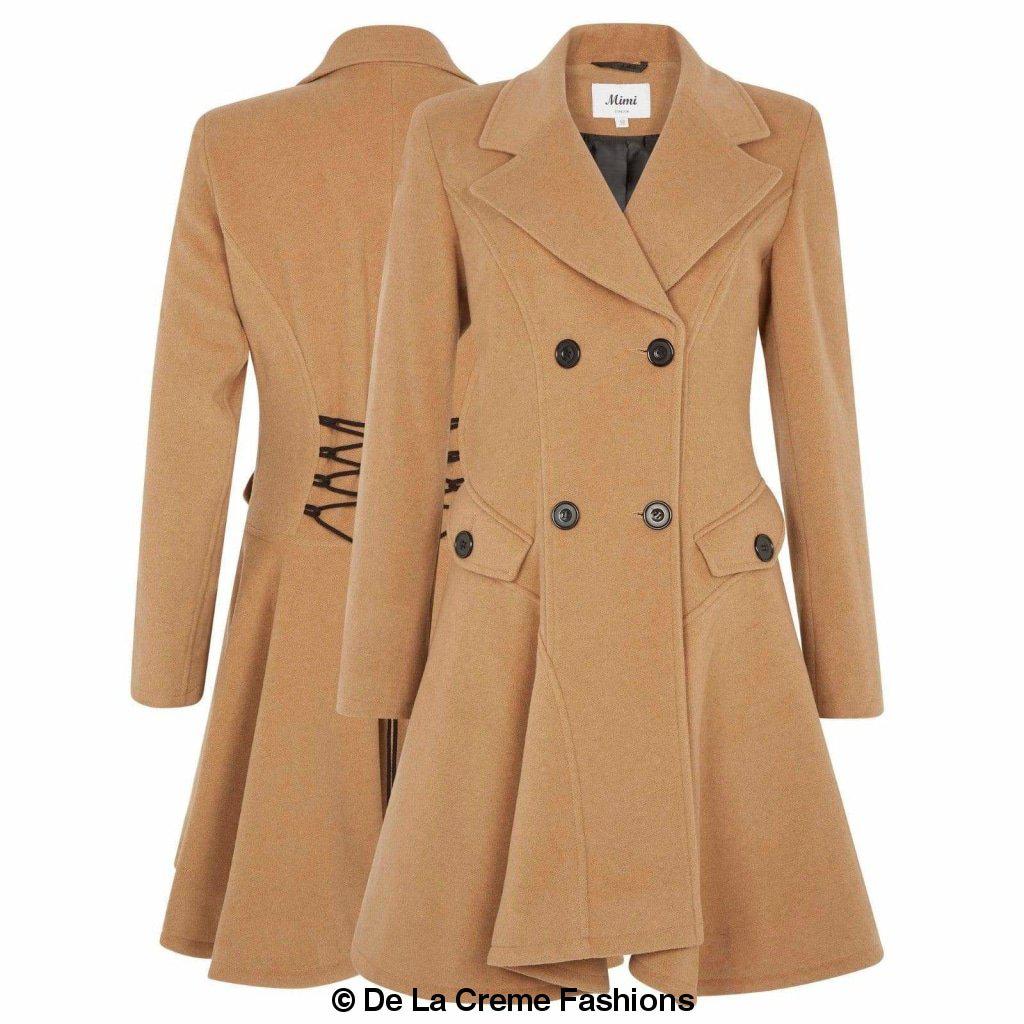 Wool Blend Fit And Flare Double Breasted Skater Coat (1102)