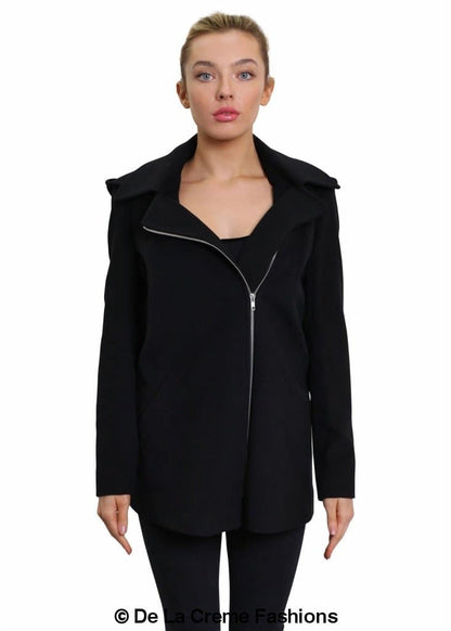 De La Creme Womens Wool Blend Zip Up Hooded Coat