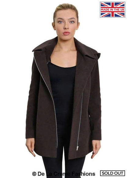 De La Creme Womens Wool Blend Zip Up Hooded Coat