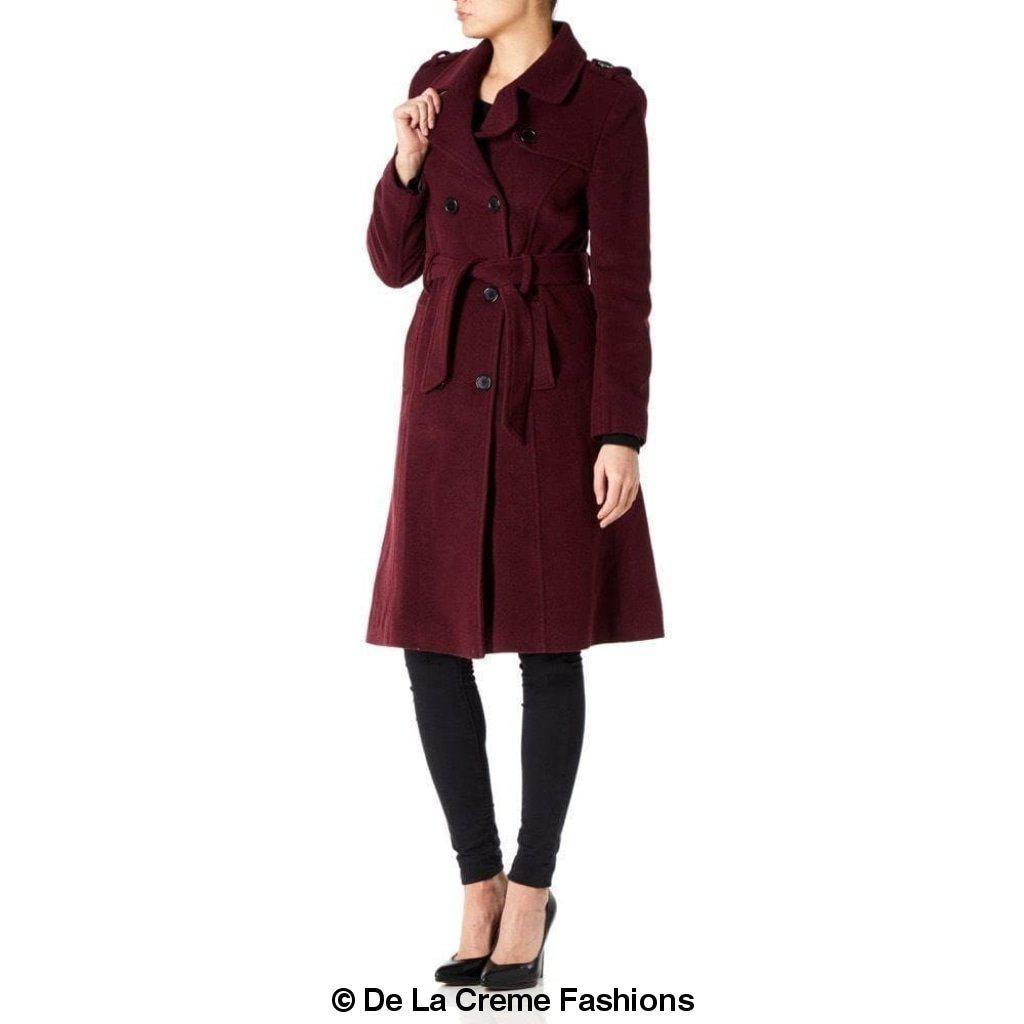 Faux Wool Blend Military Coat (9048)