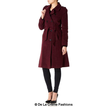 Faux Wool Blend Military Coat (9048)