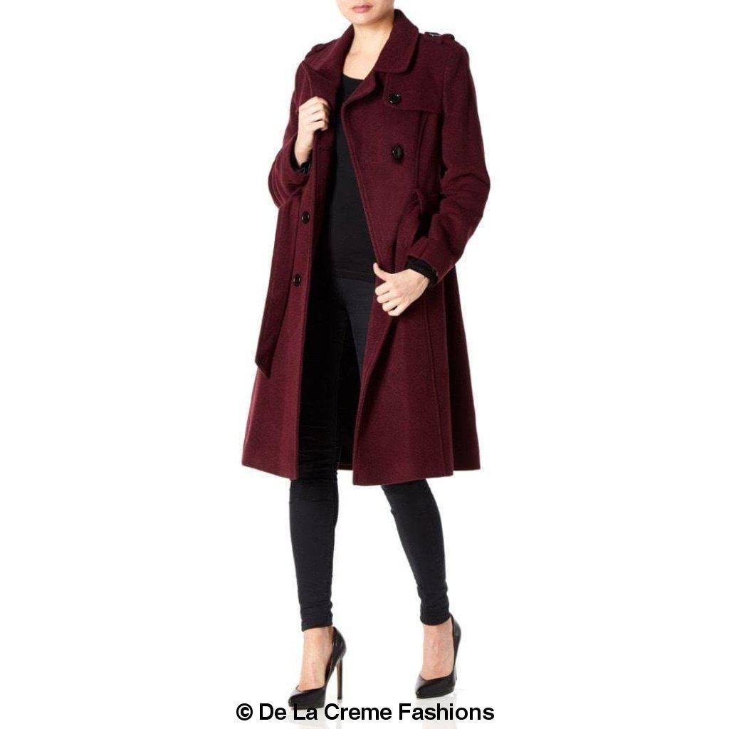 Faux Wool Blend Military Coat (9048)