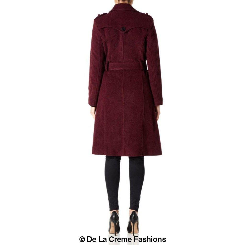 Faux Wool Blend Military Coat (9048)