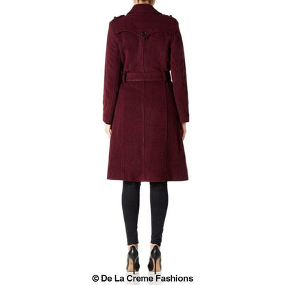 Faux Wool Blend Military Coat (9048)