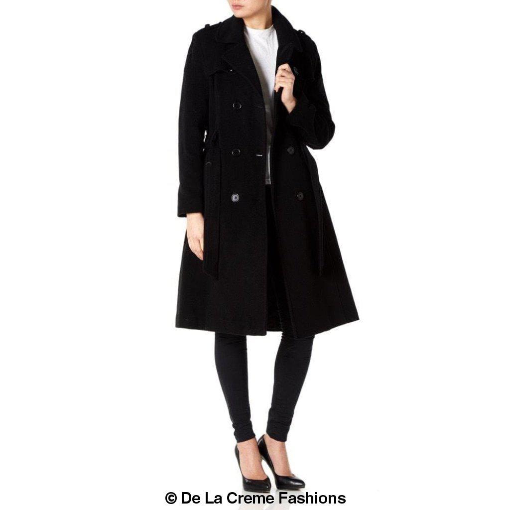 Faux Wool Blend Military Coat (9048)