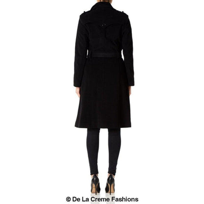 Faux Wool Blend Military Coat (9048)