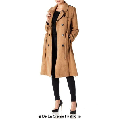 Faux Wool Blend Military Coat (9048)