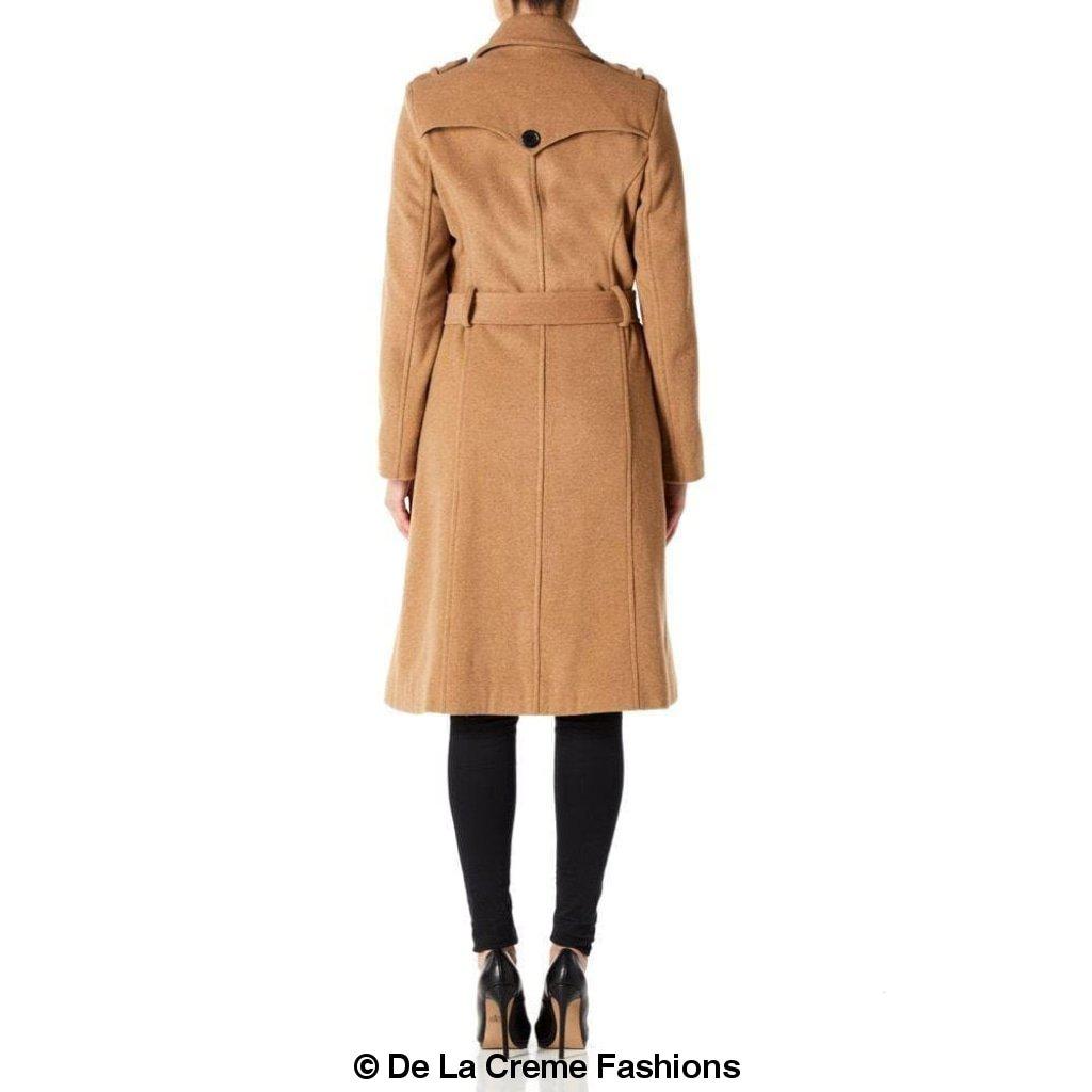Faux Wool Blend Military Coat (9048)