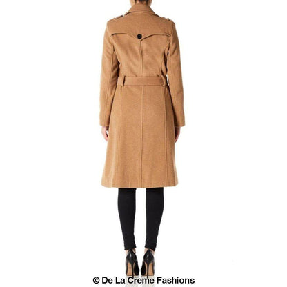 Faux Wool Blend Military Coat (9048)