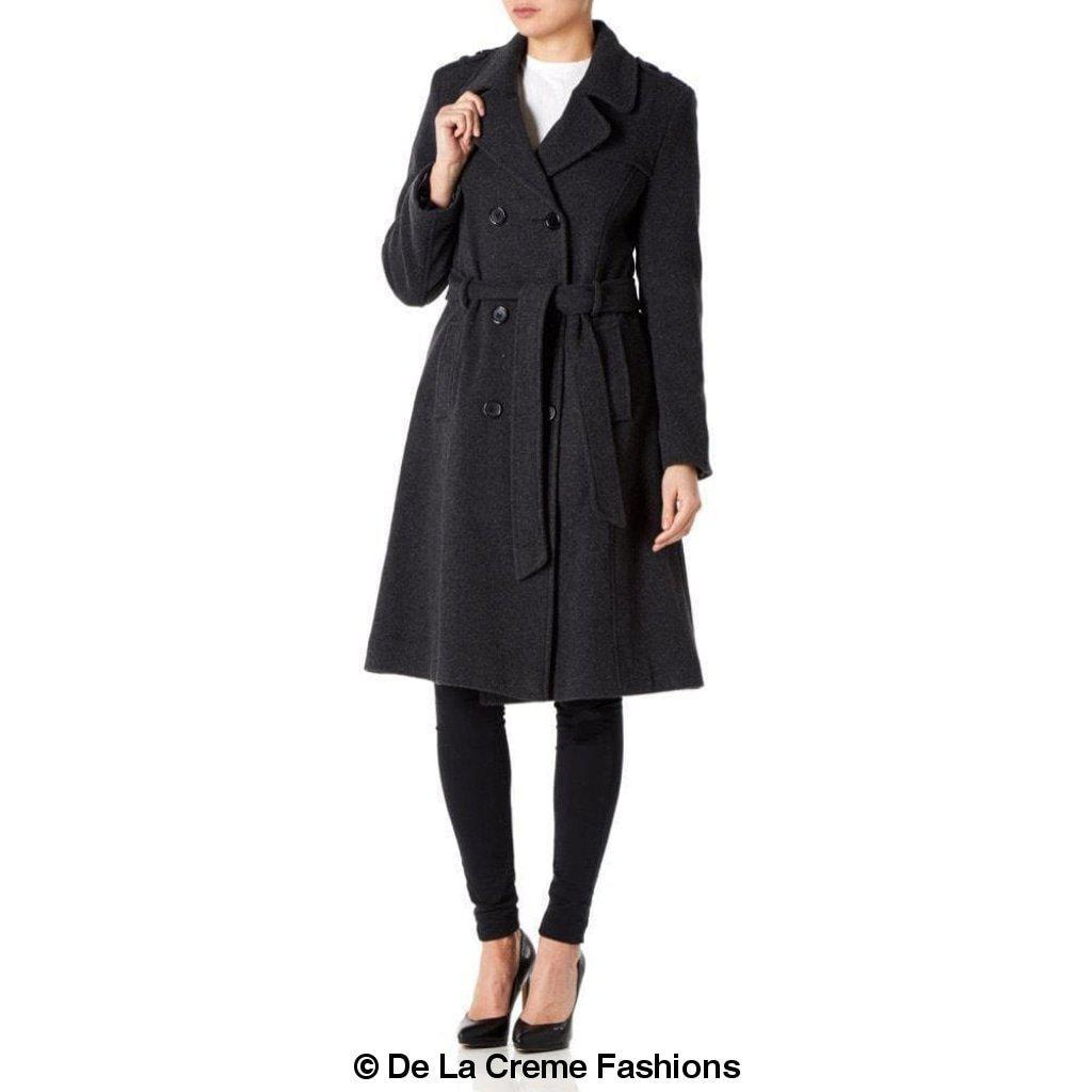 Faux Wool Blend Military Coat (9048)