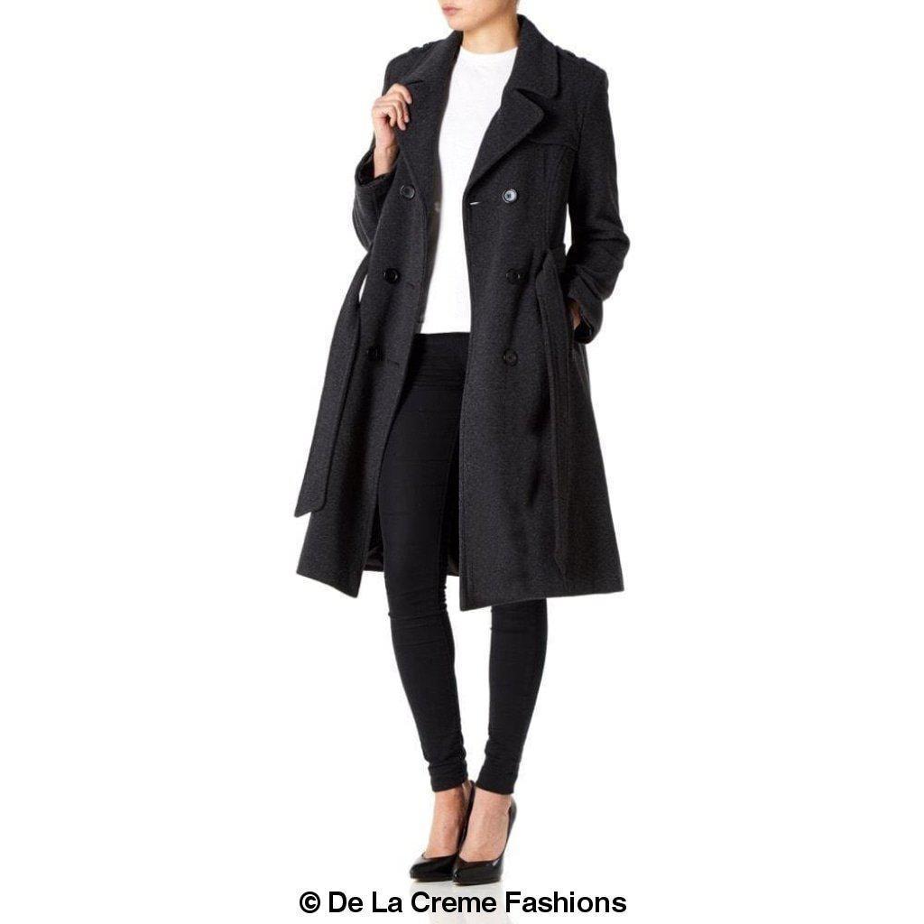 Faux Wool Blend Military Coat (9048)