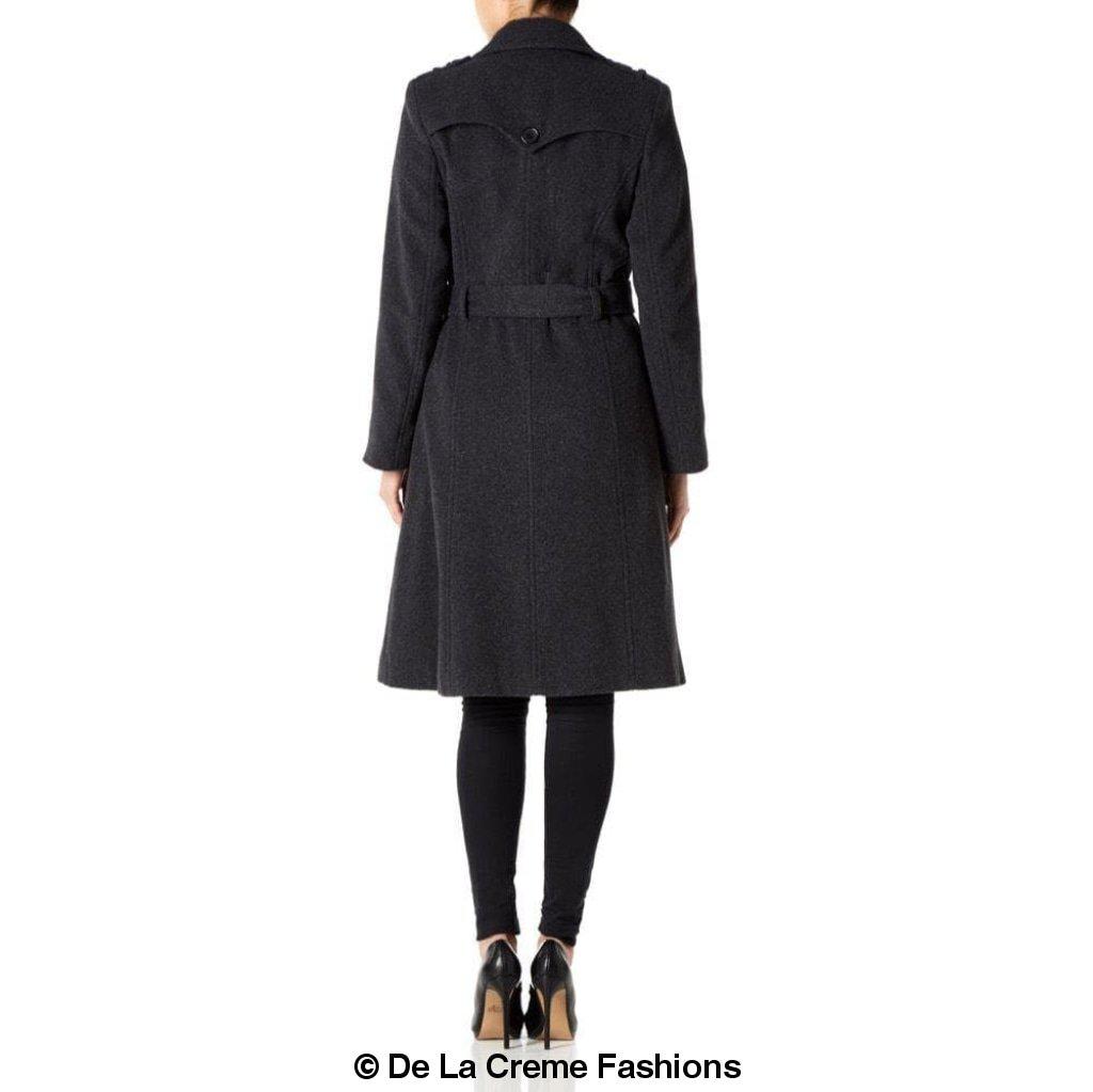 Faux Wool Blend Military Coat (9048)