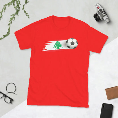 Lebanese Soccer Ball Lebanon Flag Men's T Shirts  Funny Tees Short Sleeve Round Collar T-Shirt Pure Cotton Printed Tops