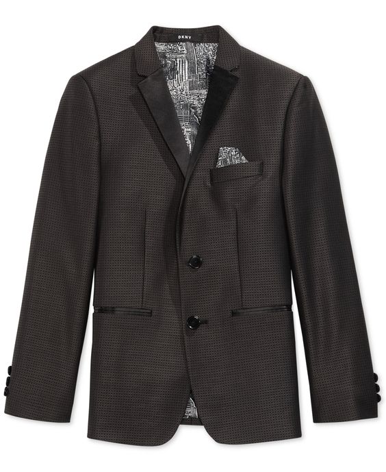 DKNY Black Dot Tuxedo Jacket, Big Boys