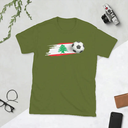 Lebanese Soccer Ball Lebanon Flag Men's T Shirts  Funny Tees Short Sleeve Round Collar T-Shirt Pure Cotton Printed Tops