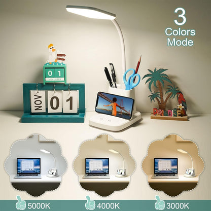 LED Desk Lamp With Wireless Charger White 800 Lumen