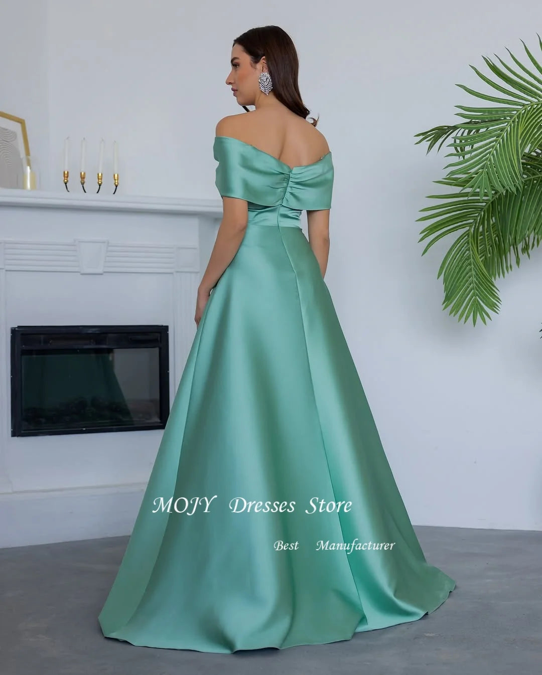 Mojy Royal Blue Off Shoulder luxurious women's Evening Dresses With Beads 2025 Aline Women Dubai Party Long Dress Customized