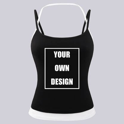 DIY Custom Graphic Logo women Color Blocking Vests Soft Singlet Halter Tops Fashion Slimming Vest Fitness Summer New Clothing