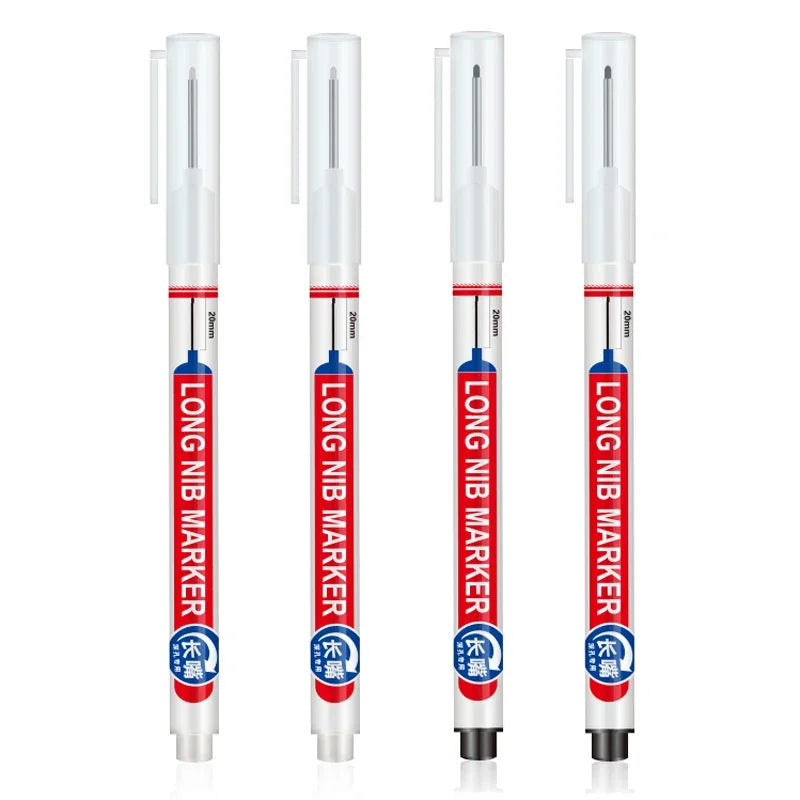 4Pcs/Set 20mm Deep Hole Long Nib Head Markers For Metal Perforating Pen Waterproof Bathroom Woodworking Decoration Multi-Purpose