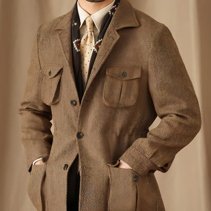 UrbanHaven™ – Men's Collar Safari Jacket for Business & Commute