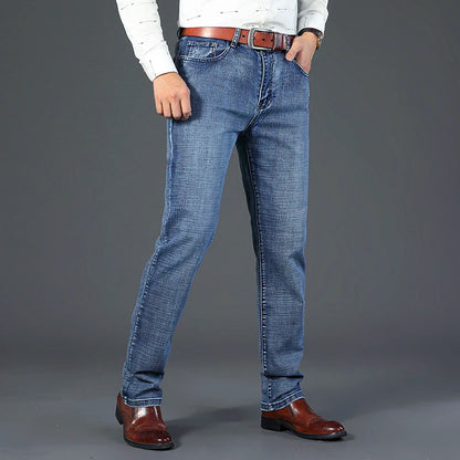 2026 New Style Business Men's Jeans Casual Straight Stretch Fashion Classic Blue Black Work Pant Denim Trousers Male Clothing