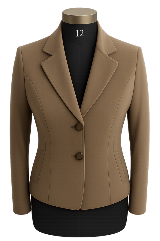 Women's Camel Brown Blazer – Slim Fit with Button Closure-M